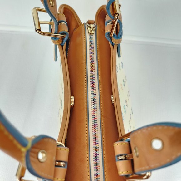 Dooney & Bourke Multi-Colored Leather-Trimmed Monogram Y2K Handle Bag w/Dust Bag - Picture 7 of 16